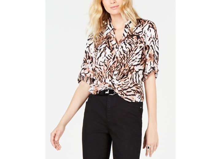 INC Safari-Print Twist-Hem Top