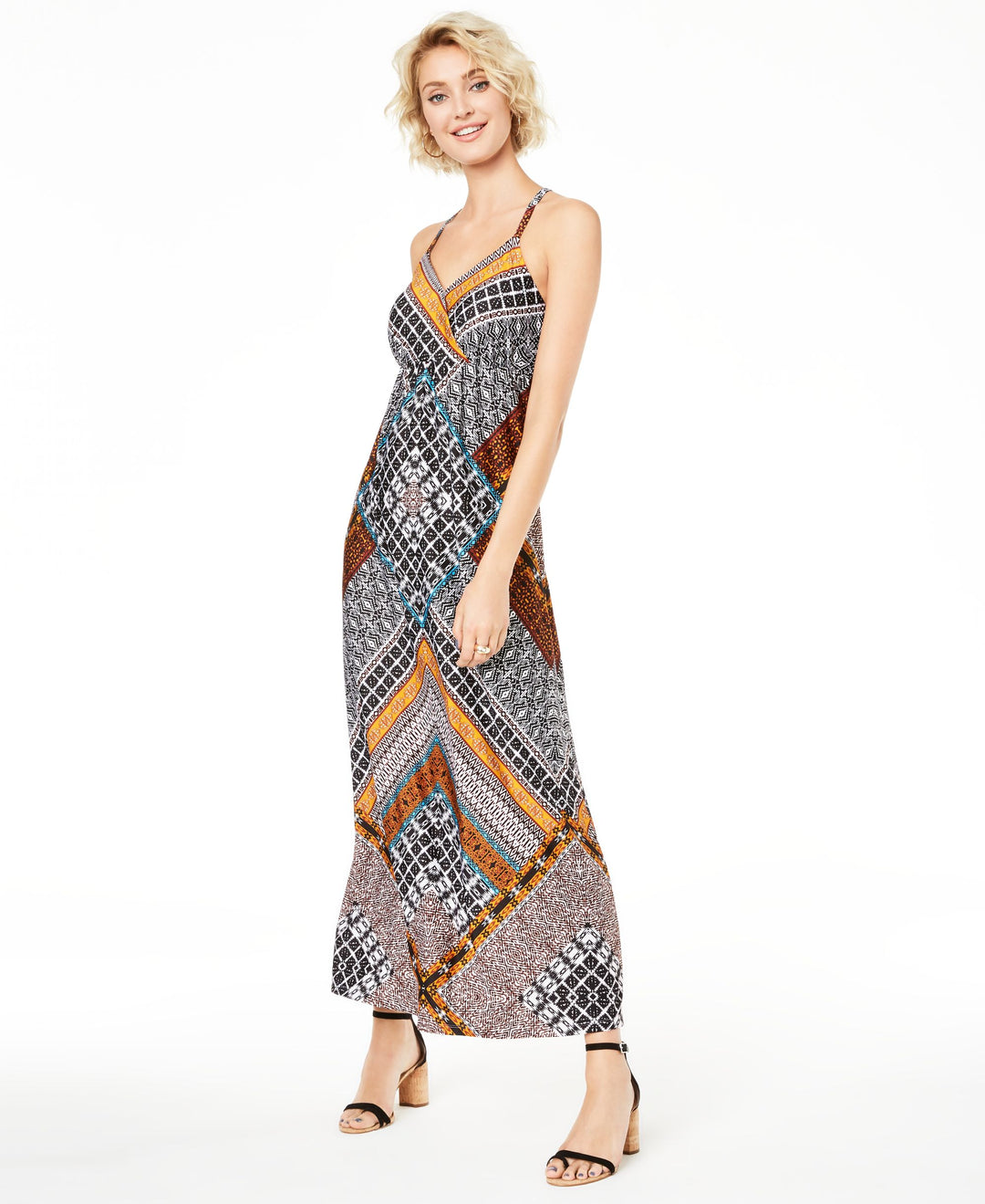 Printed Ring Back Maxi Dress