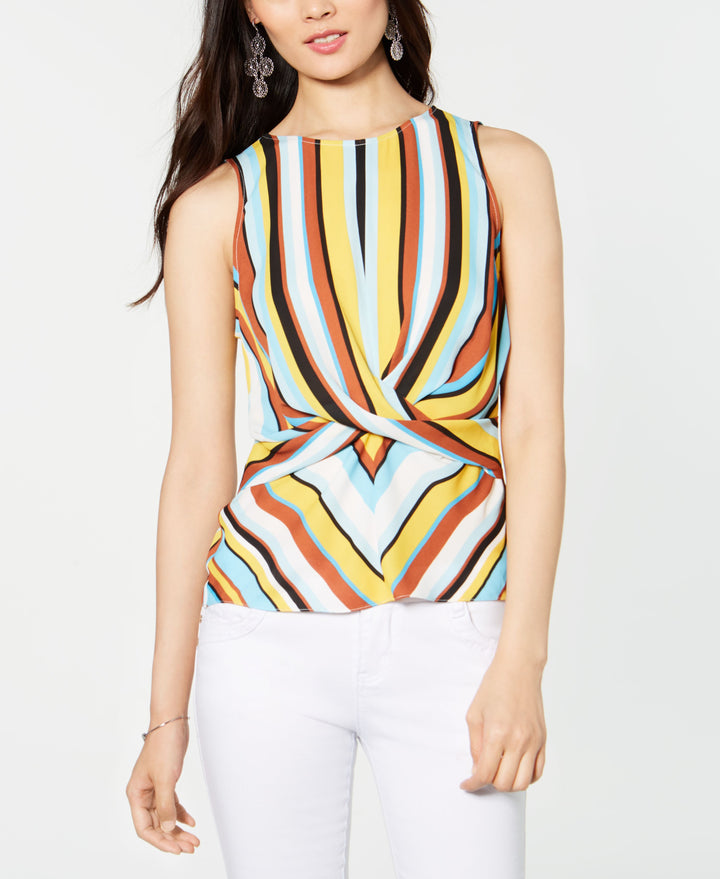 Striped Twist Front Top