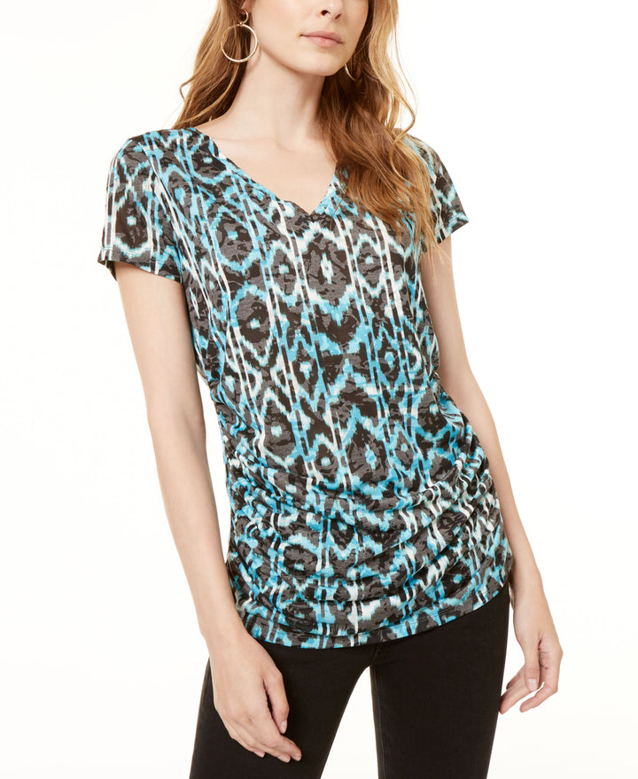 Petite Ruched Printed Top