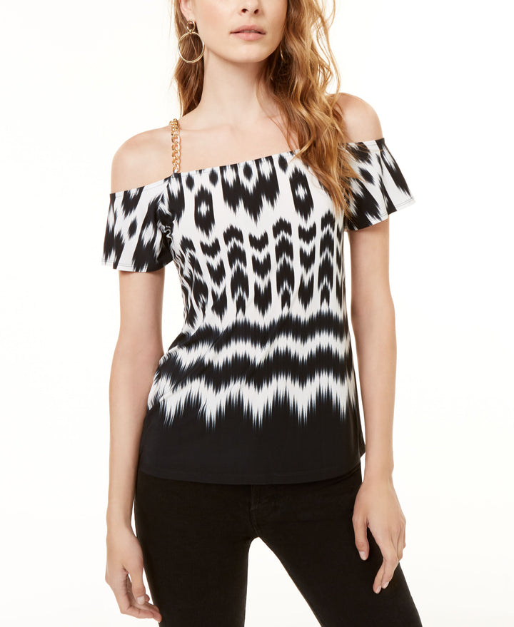 Chain Strap Cold Shoulder Top