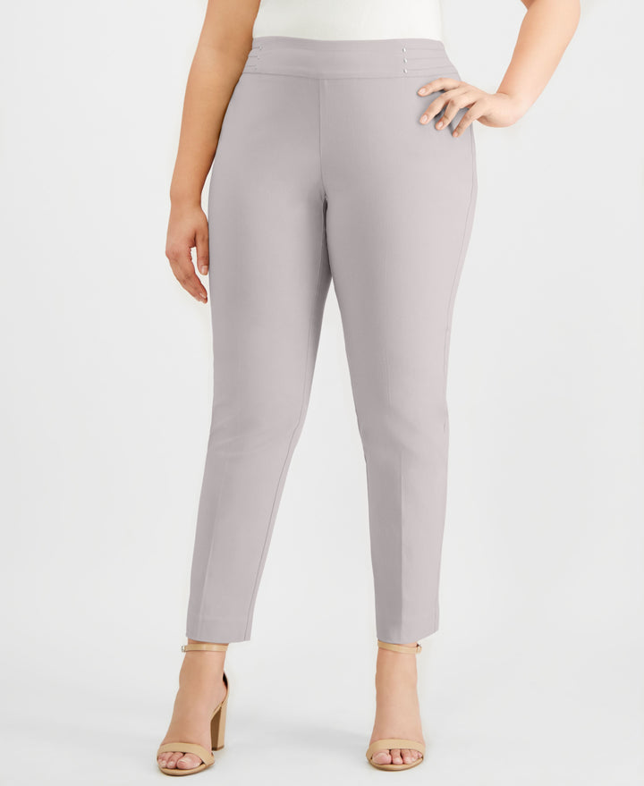 Plus Size Tummy Control Pull-On Slim-Leg Pants