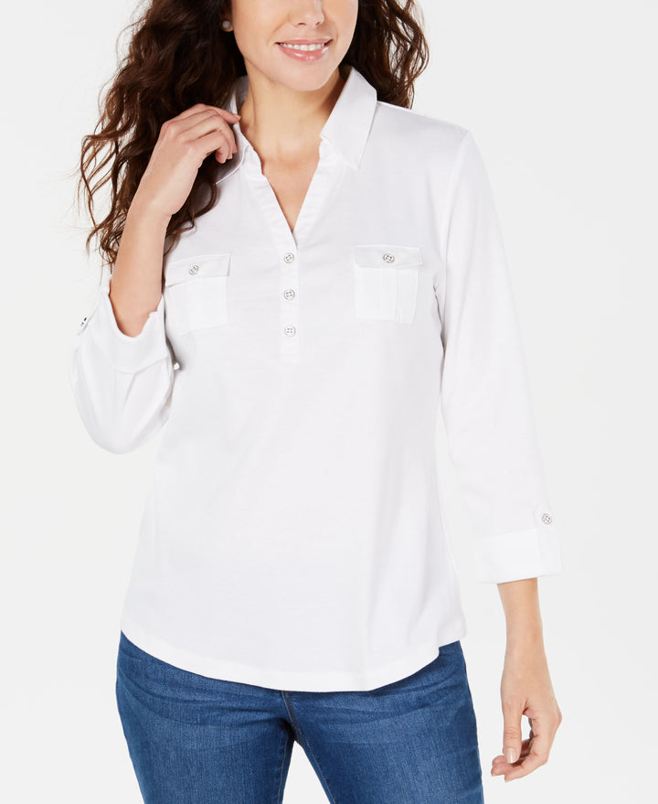 Petite Cotton Polo Top