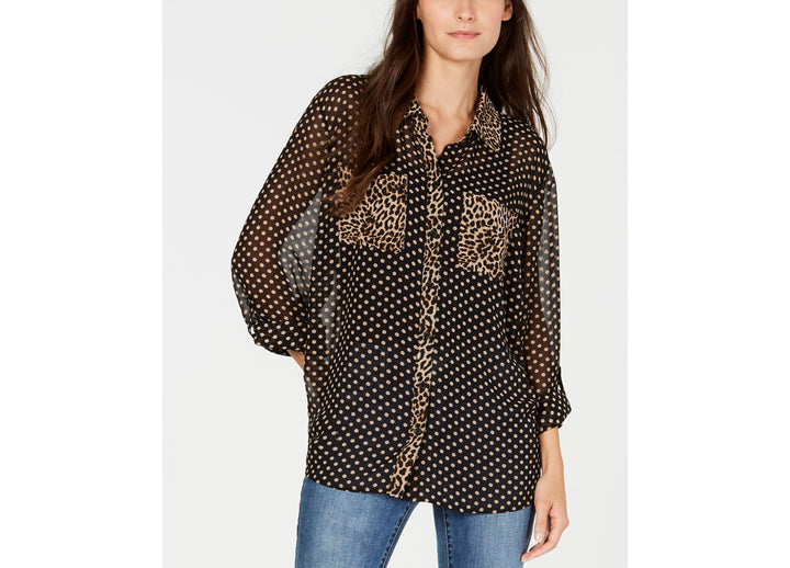 INC International Concepts Womens Printed Button Up