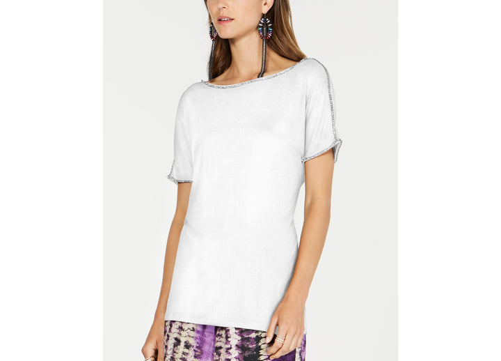 INC Short-Sleeve Jewel-Embellished Top