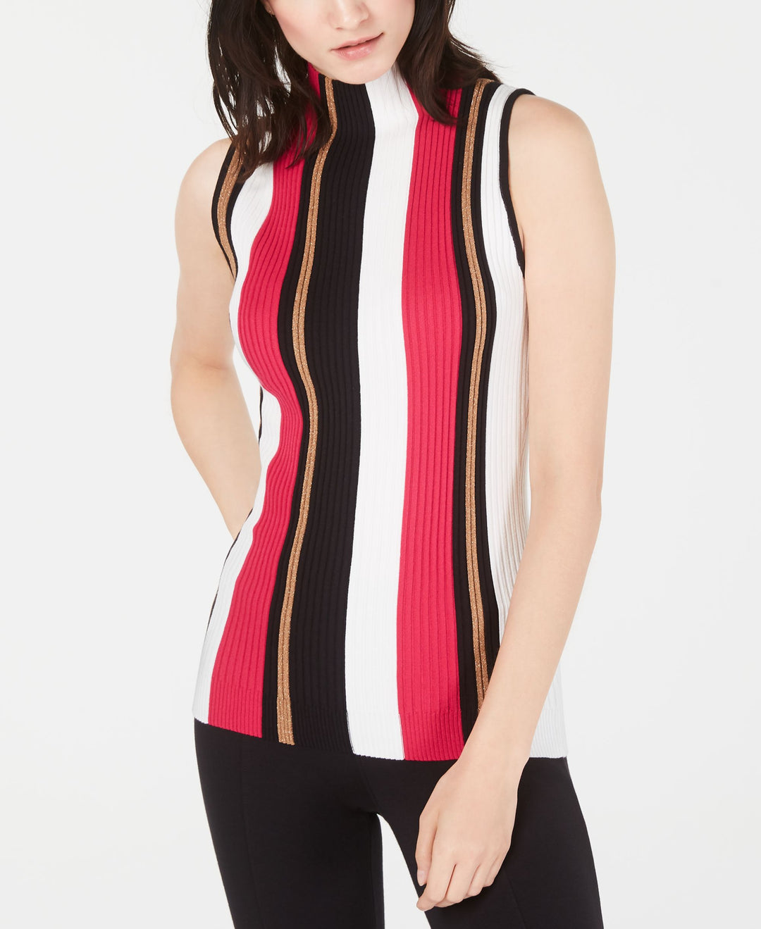 Petite Striped Sleeveless Sweater