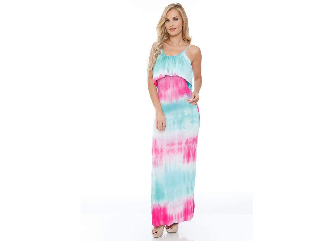 White Mark Womens Kaleatie Dye Overlay Maxi Dress