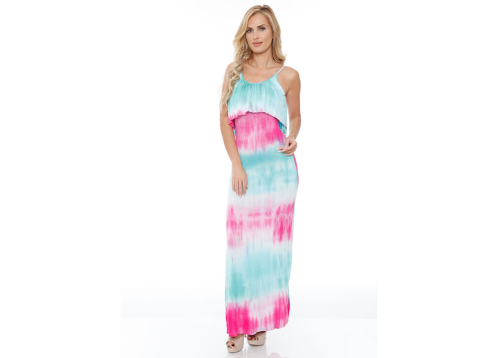 White Mark Womens Kaleatie Dye Overlay Maxi Dress