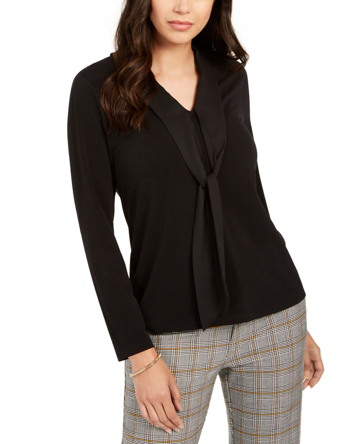 Charter Club Womens Tie Neck Top