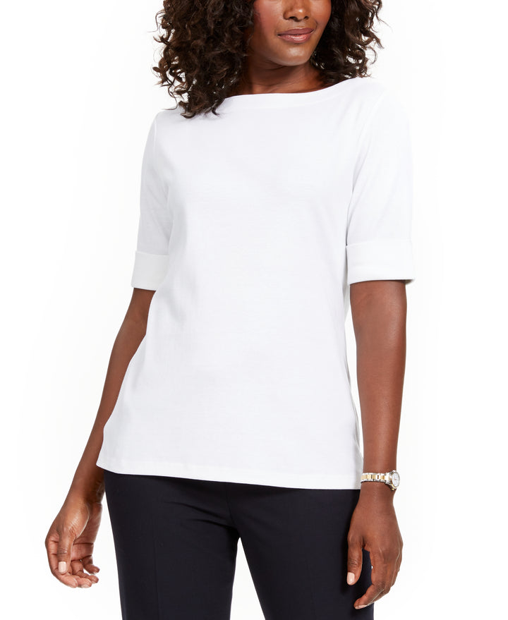 Cotton Boat-Neck Top