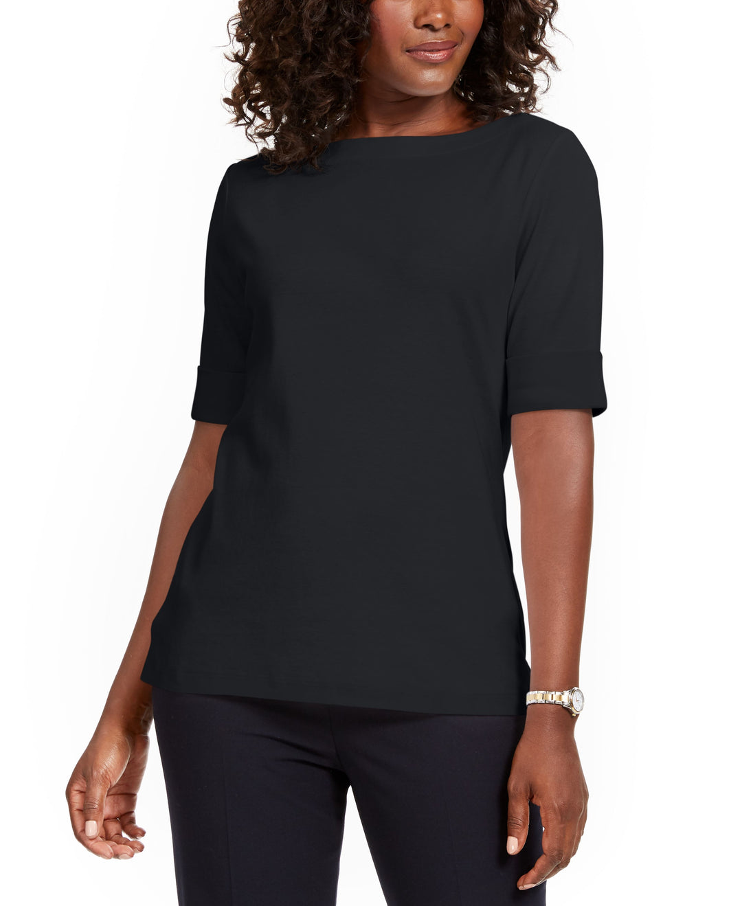 Cotton Boat-Neck Top