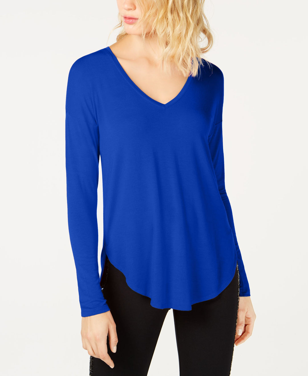 I.N.C. Plus Size V-Neck Curved-Hem T-Shirt