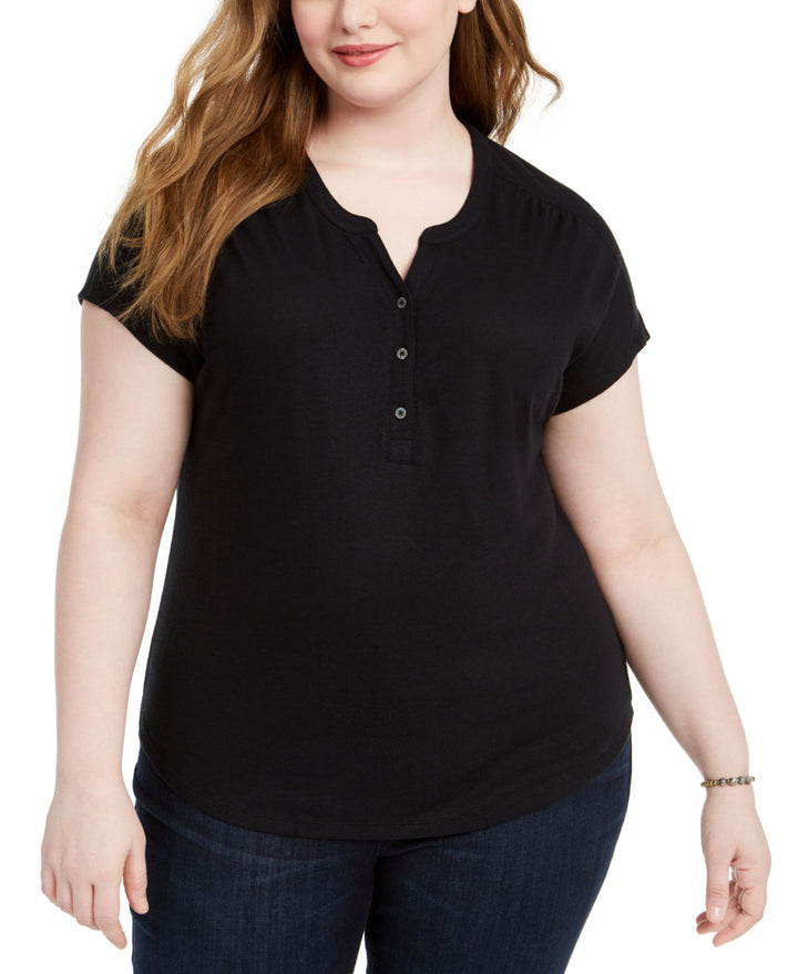 Style & Co Plus Size Split Neck Top