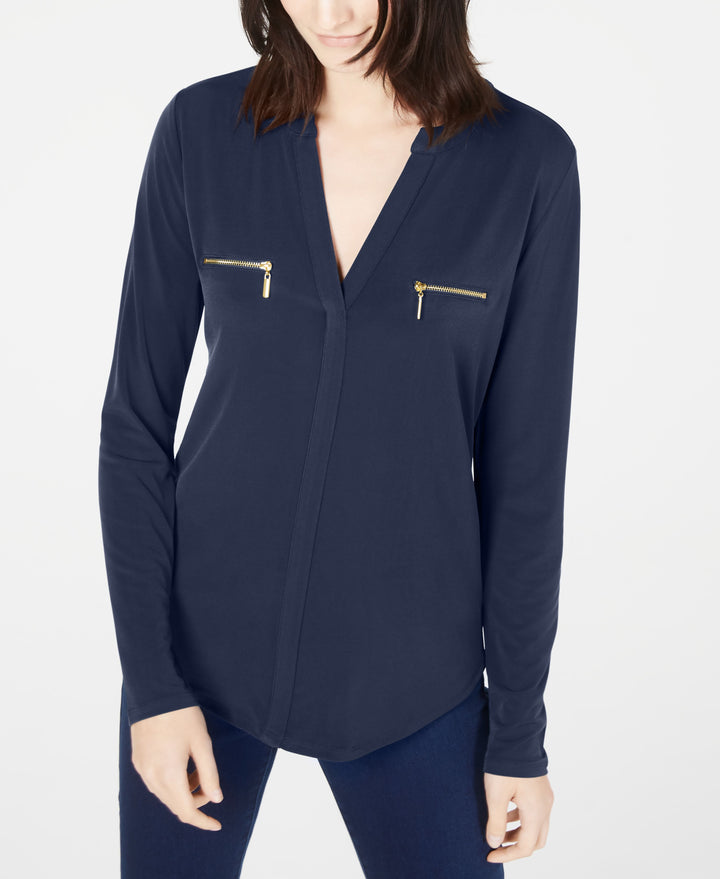 Plus Size Zip-Pocket Top