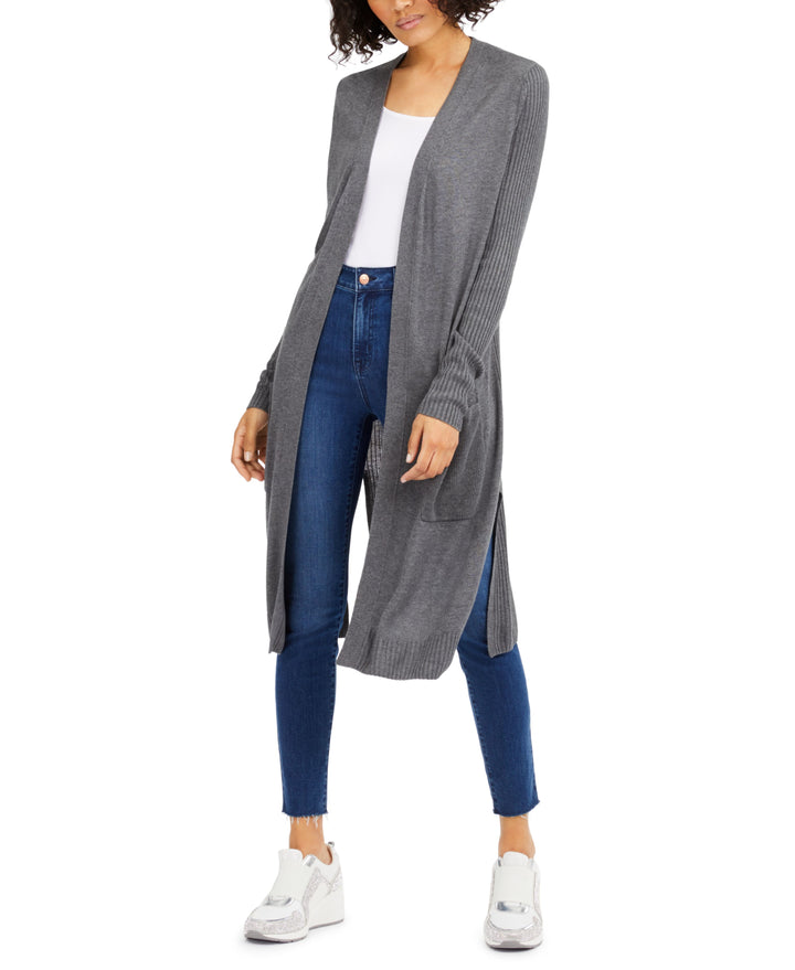 INC International Concepts Petite Ribbed Slit Hem Duster Cardigan Sweater