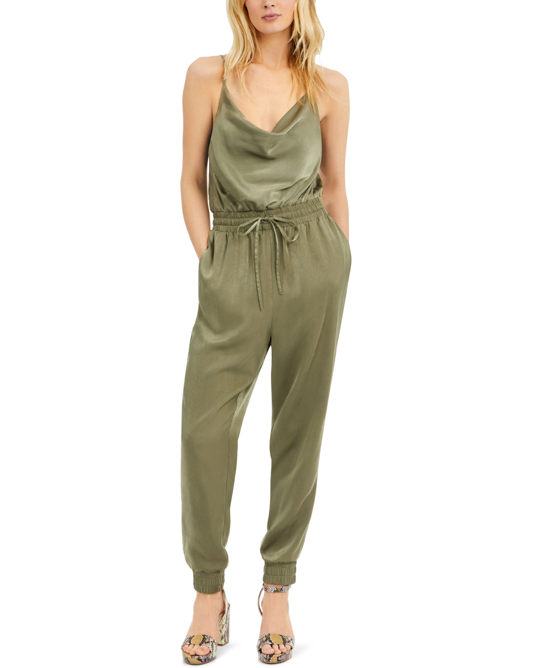 Bar III Satin Jogger Jumpsuit