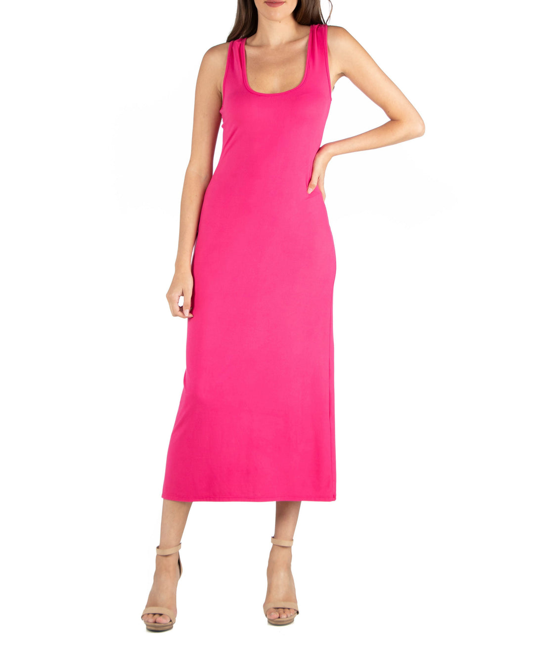 24seven Comfort Apparel Scoop Neck Maxi Dress With Racerback Detail