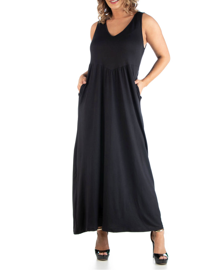 24seven Comfort Apparel Womens Plus Size Maxi Sleeveless Dress