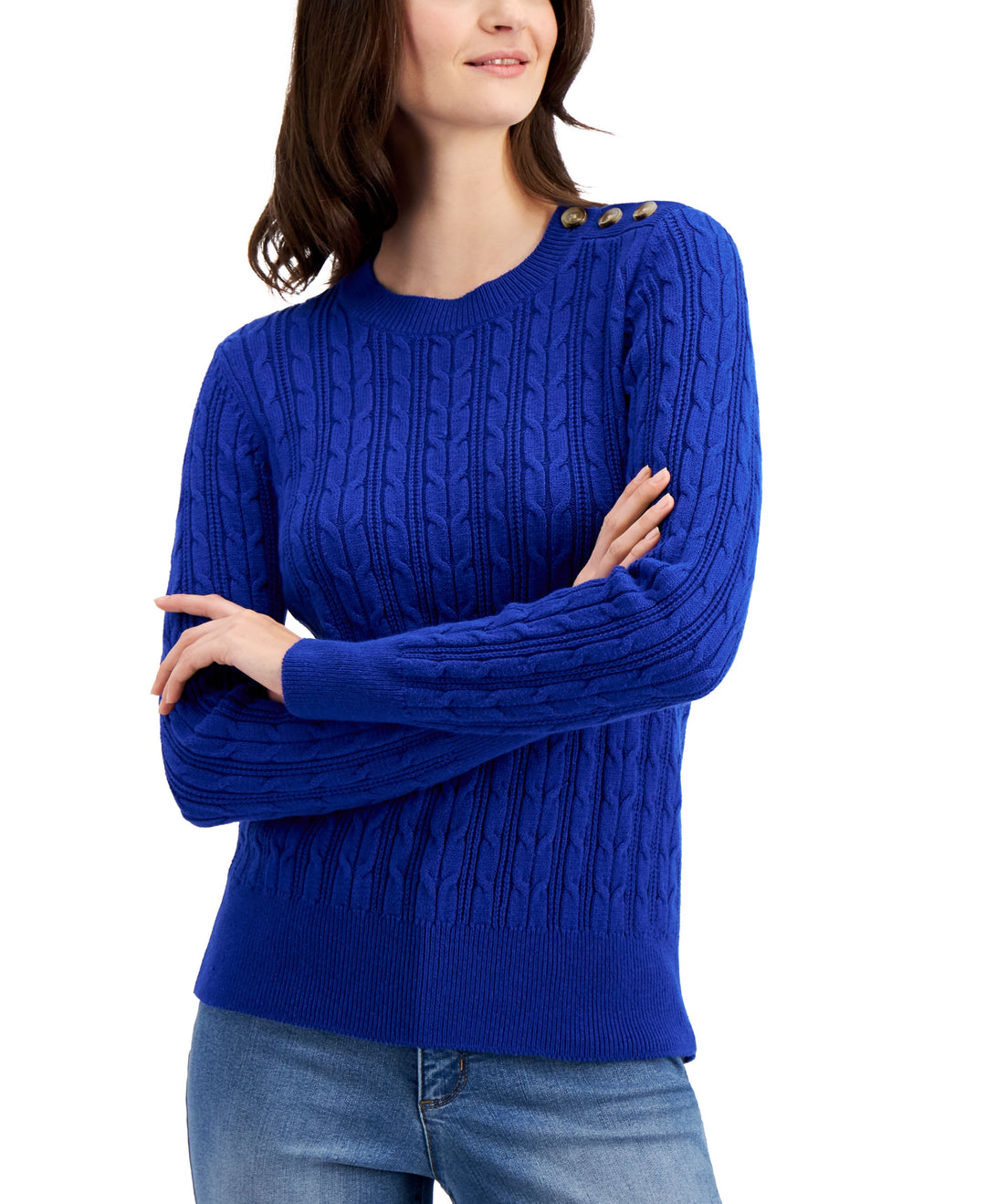 Charter Club Button Shoulder Sweater