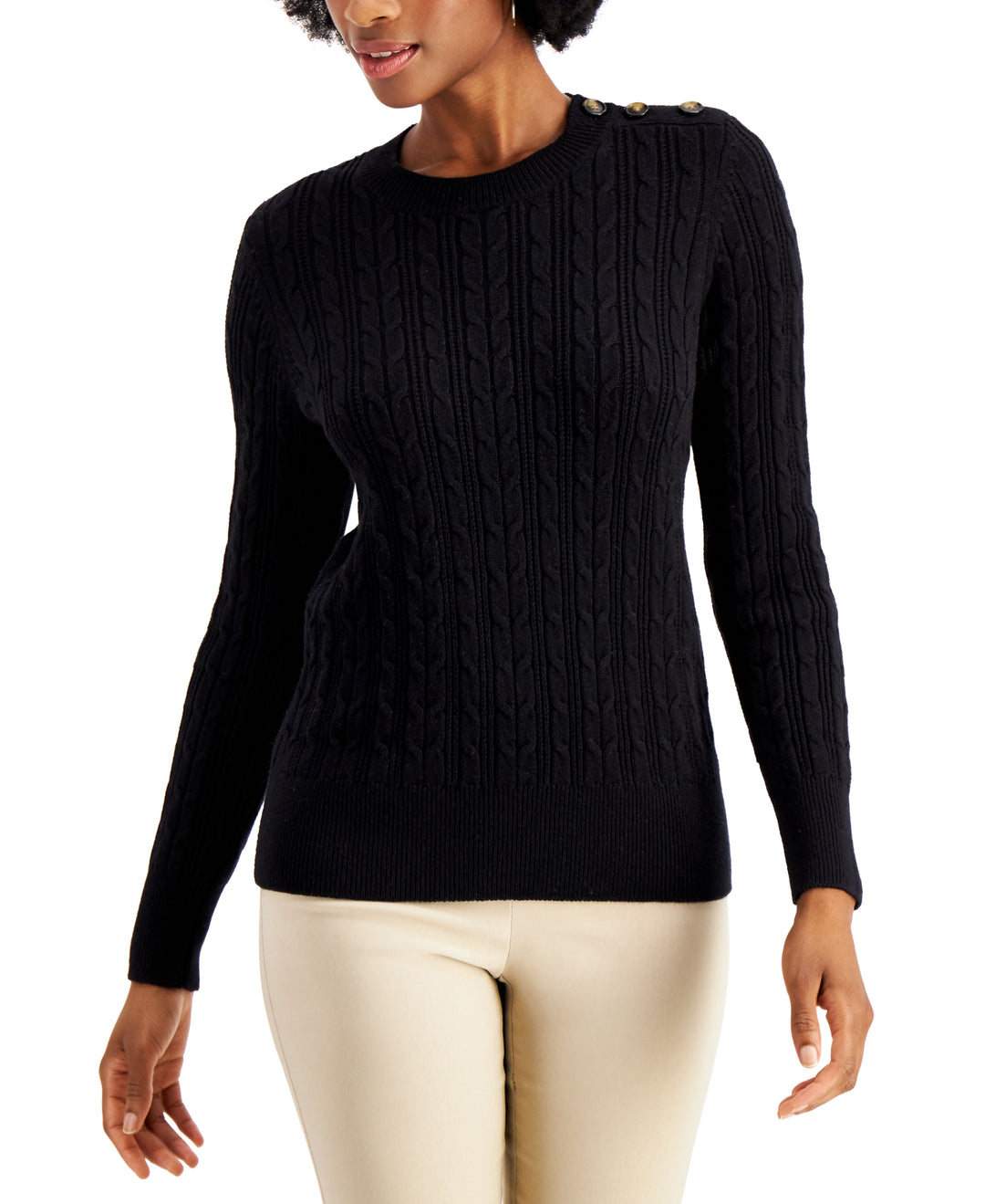 Charter Club Button Shoulder Sweater