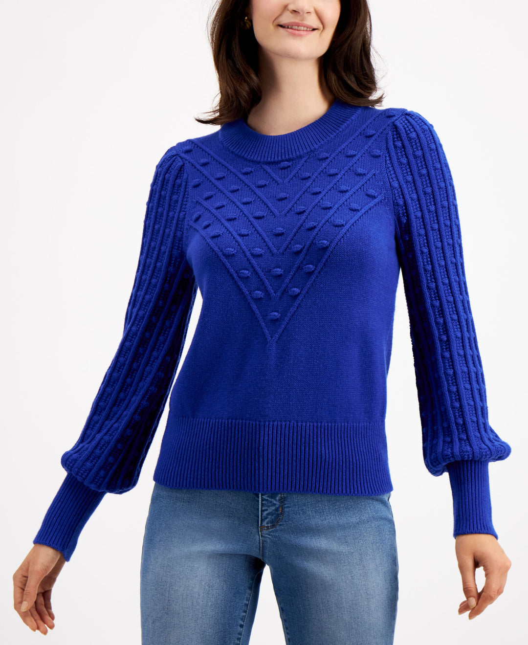 Charter Club Womens Knit Mixed Stitch Sweater