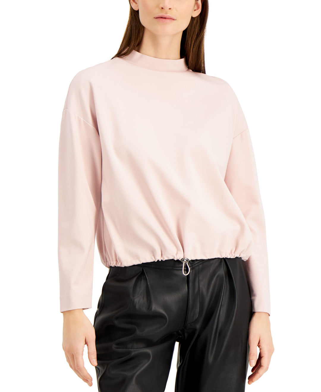 Alfani Mock Neck Bungee Hem Top
