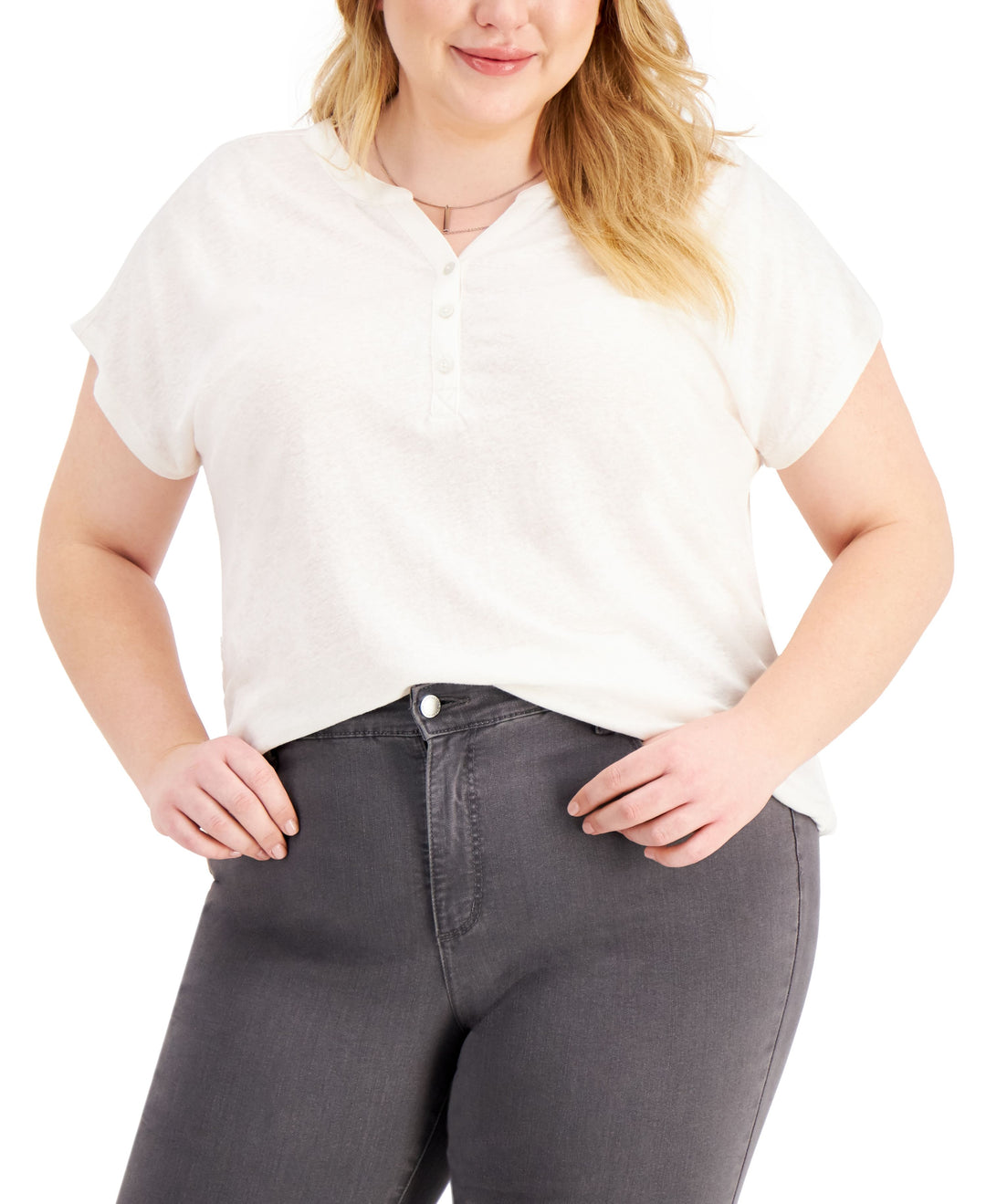 Style & Co Plus Size Split Neck Top