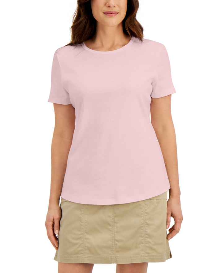 Karen Scott Cotton Short Sleeve Crewneck Top