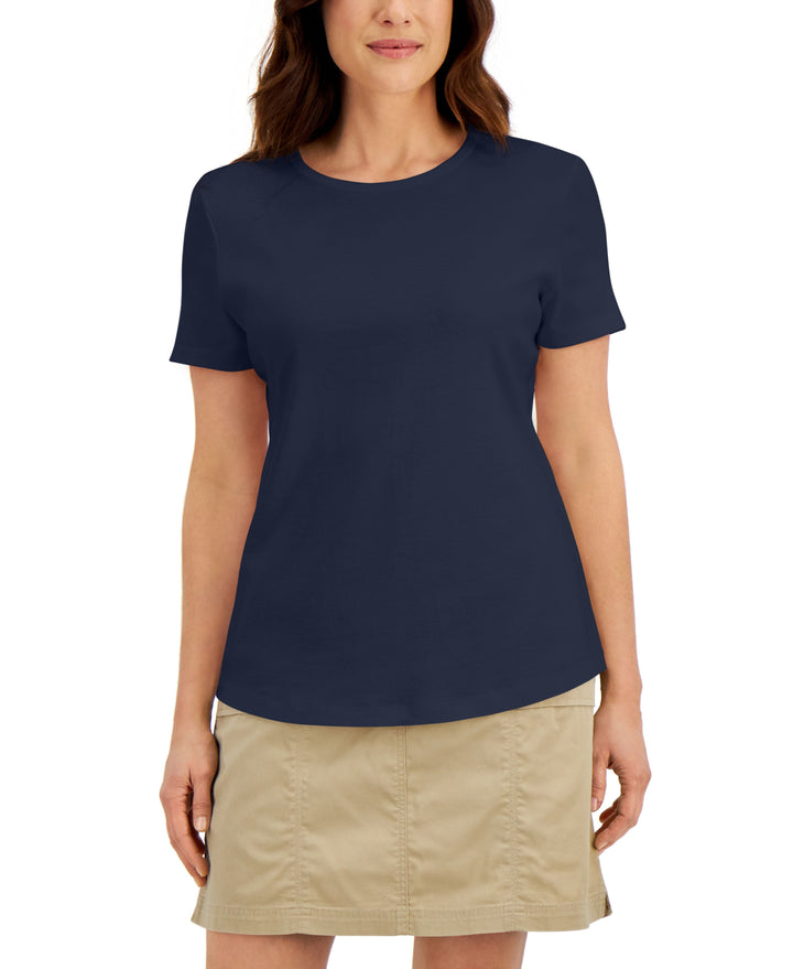 Karen Scott Cotton Short Sleeve Crewneck Top