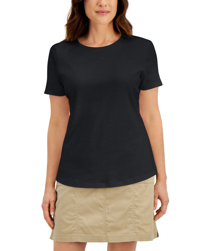 Karen Scott Cotton Short Sleeve Crewneck Top