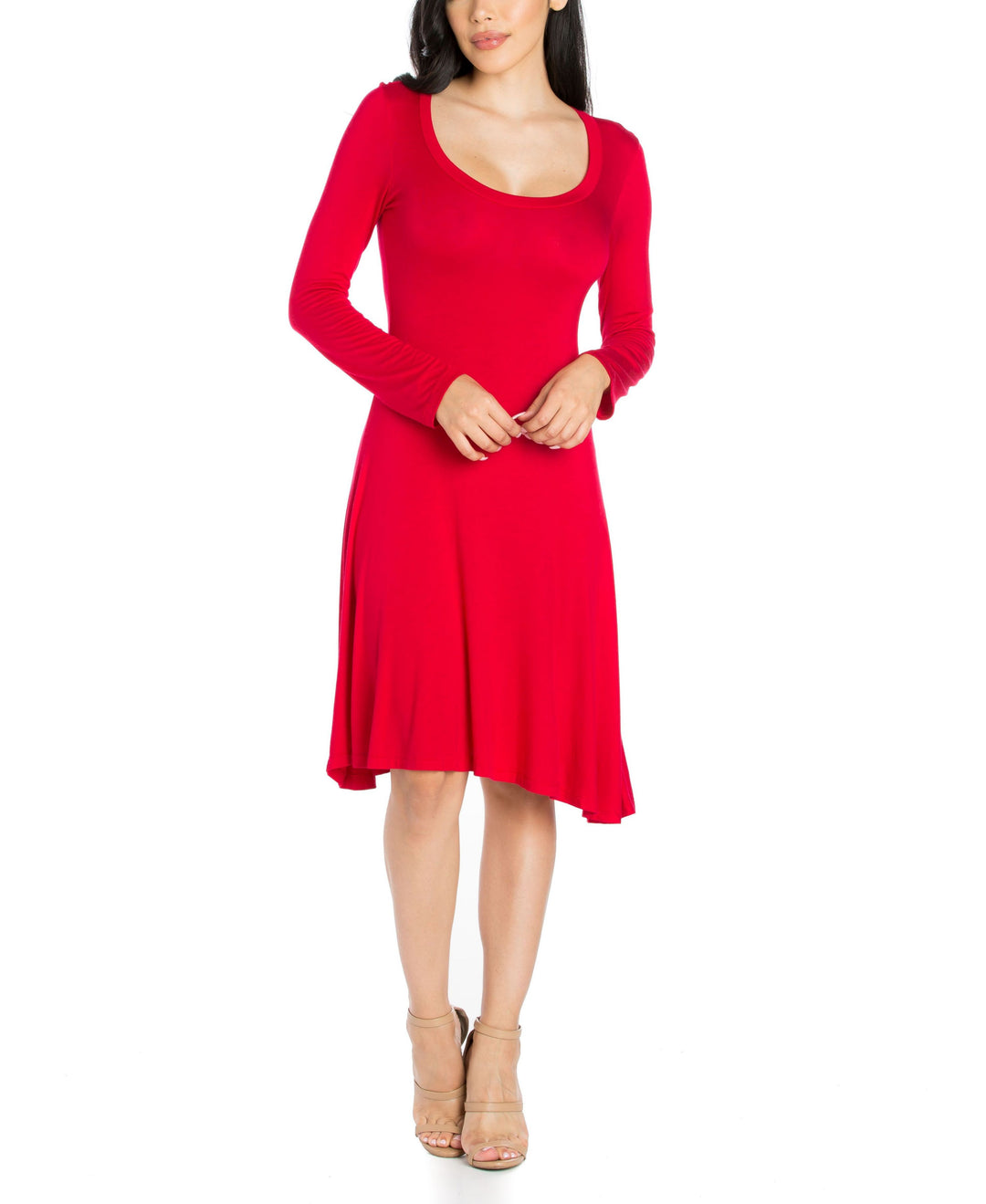 Womens Classic Long Sleeve Flared Mini Dress