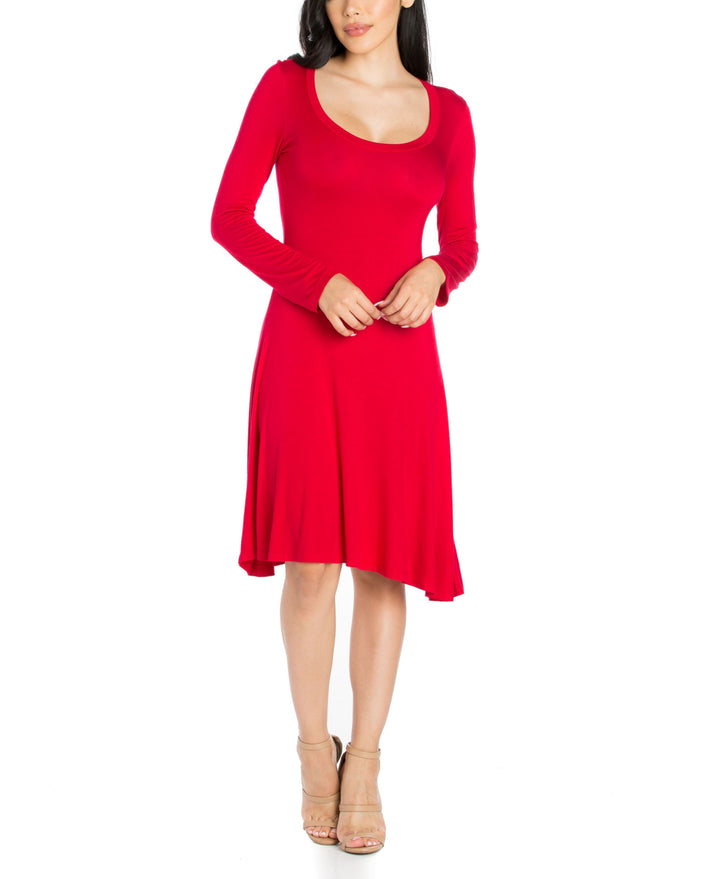 Womens Classic Long Sleeve Flared Mini Dress