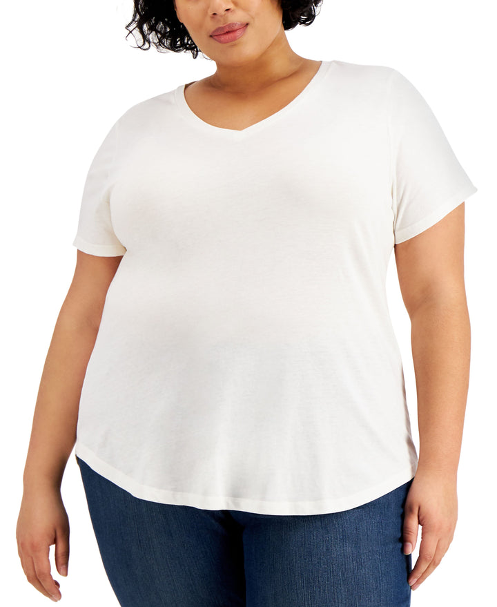 Style & Co Plus Size Solid Burnout T-Shirt