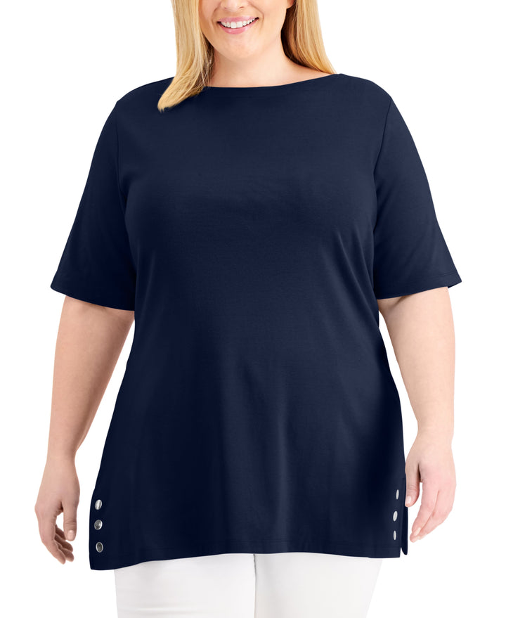 Karen Scott Plus Size Embellished Hem Top
