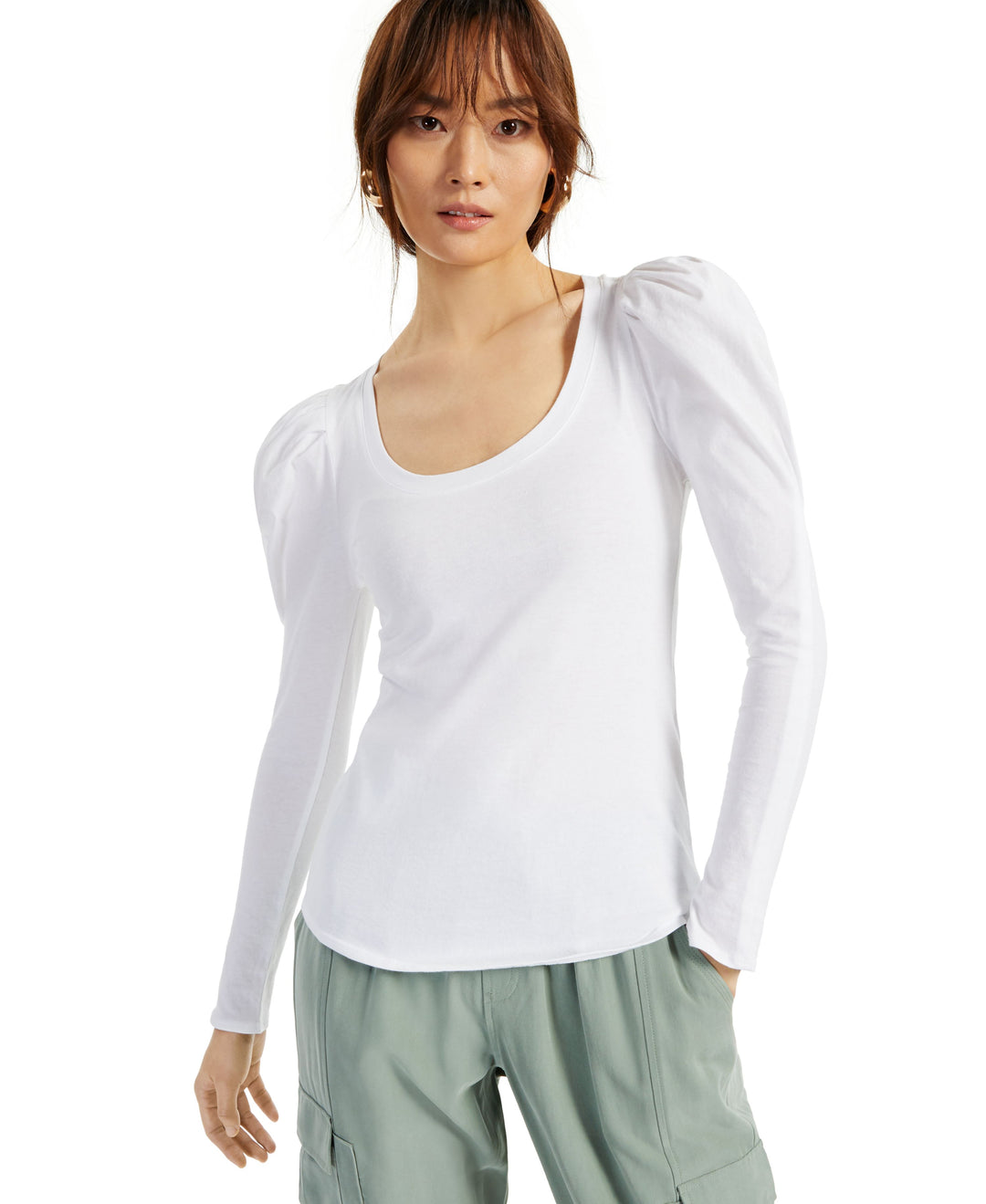 INC International Concepts Womens Puff Sleeve Top