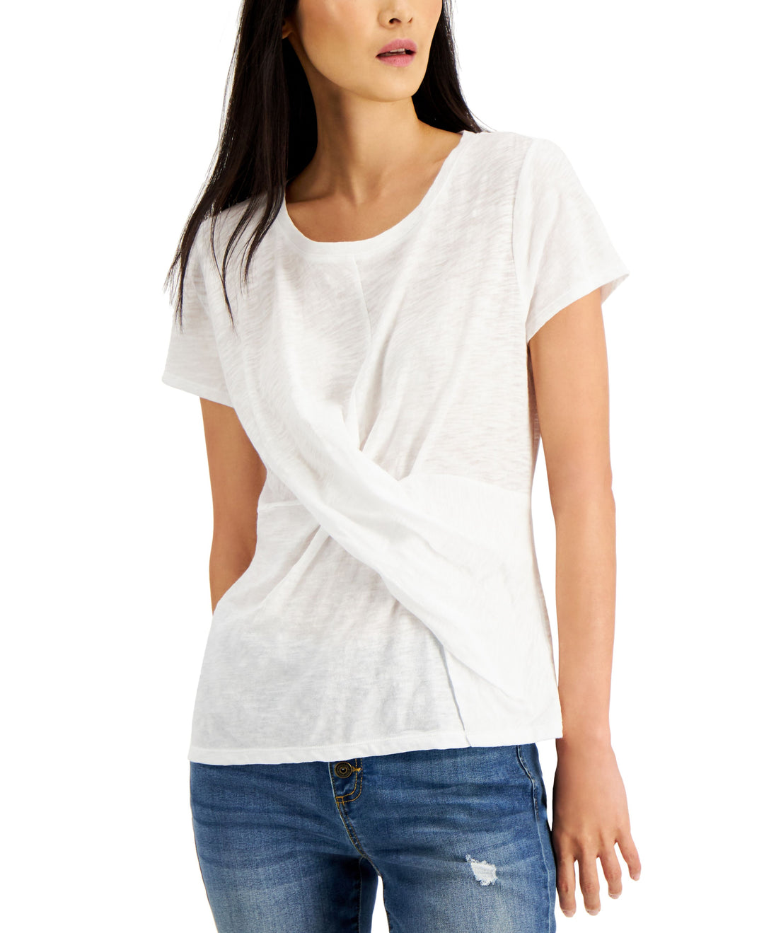 INC International Concepts Womens Twist Front T-Shirt
