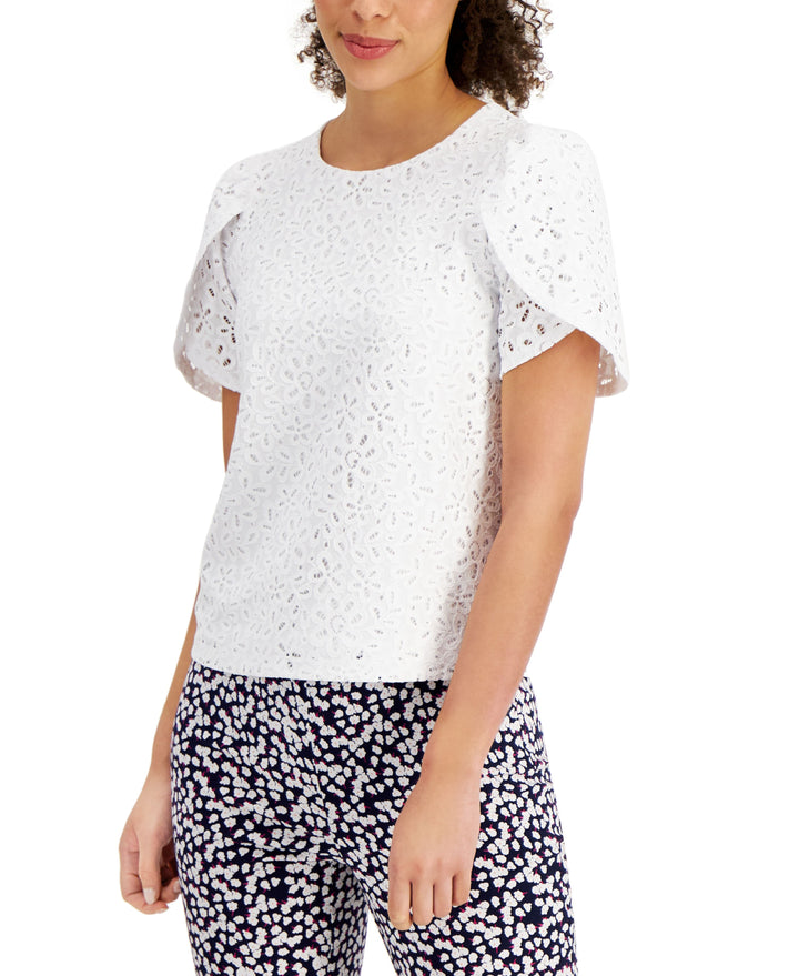 Charter Club Petite Tulip Sleeve Eyelet Top