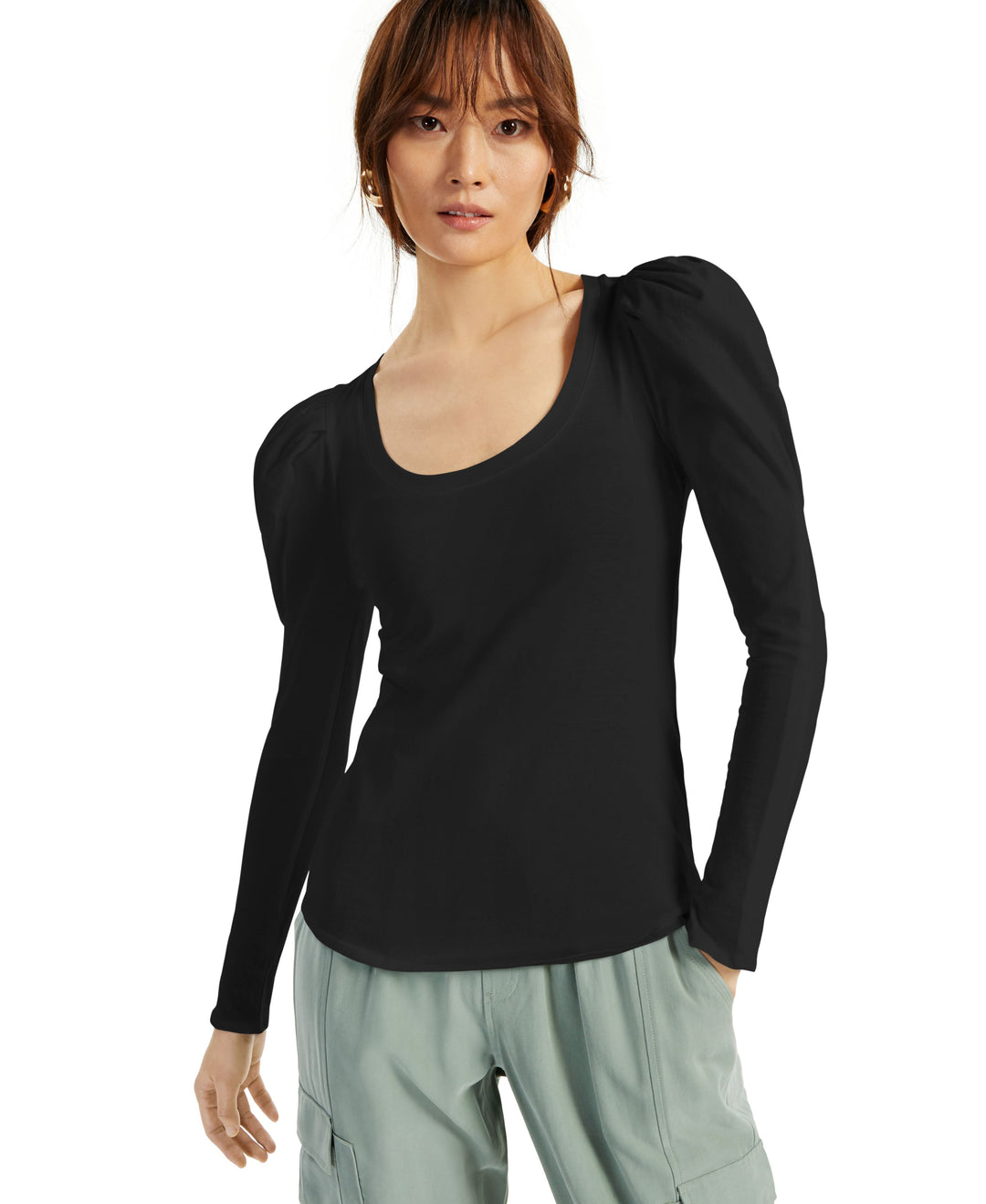 INC International Concepts Womens Puff Sleeve Top