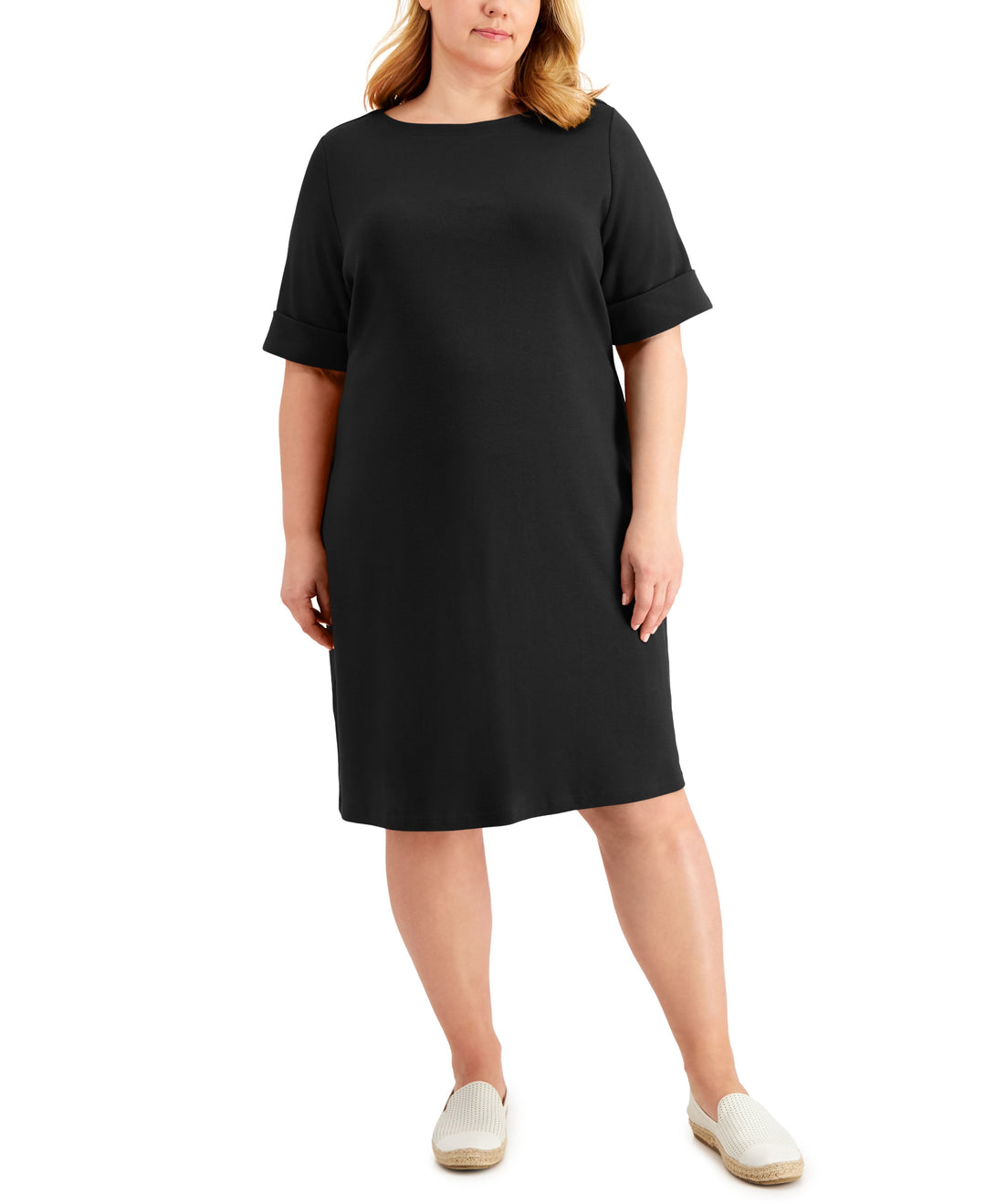 Karen Scott Plus Size Solid Boat Neck Dress