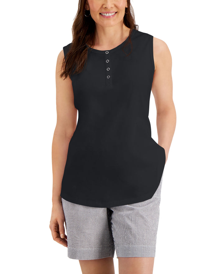 Karen Scott Sleeveless Henley Top