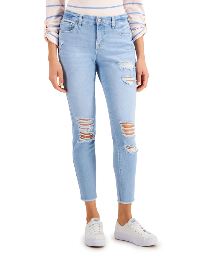 Style & Co Petite Curvy Distressed Skinny Jeans