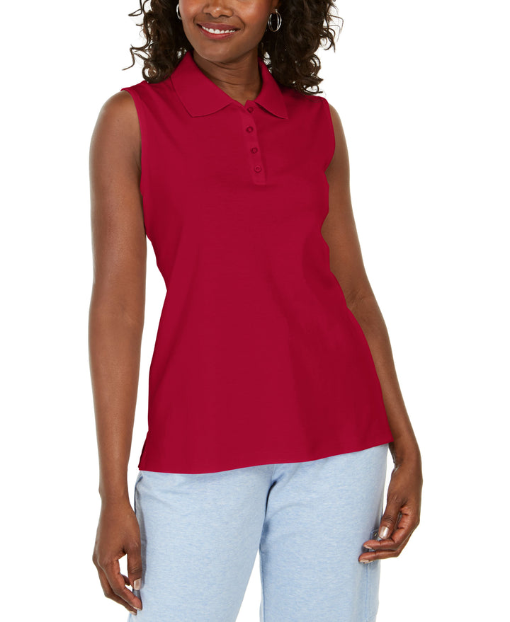Karen Scott Petite Sleeveless Polo Shirt