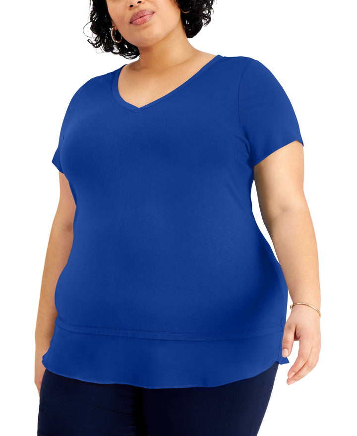 JM Collection Plus Size Layered Hem Top