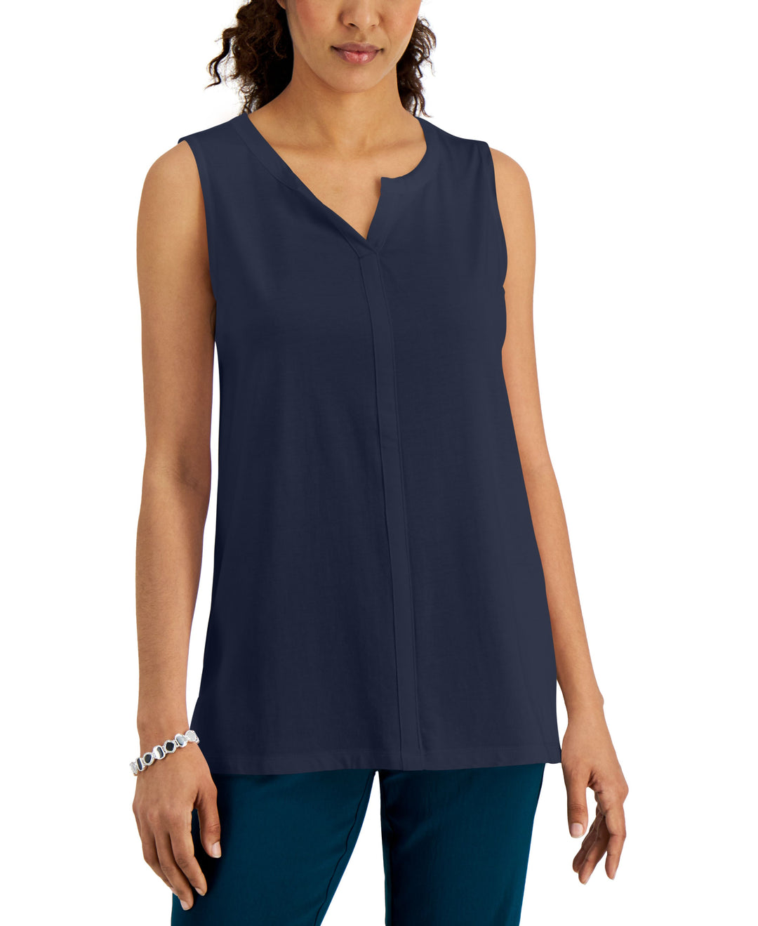 Karen Scott Split Neck Sleeveless Tunic