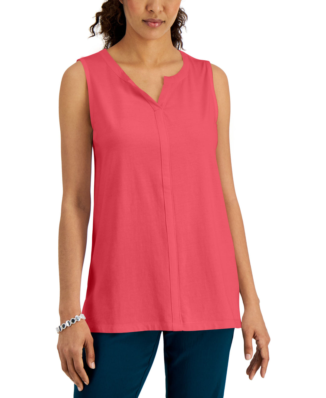 Karen Scott Split Neck Sleeveless Tunic