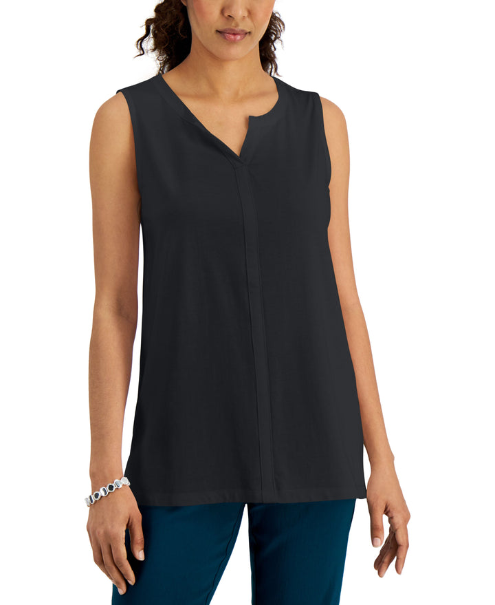 Karen Scott Split Neck Sleeveless Tunic