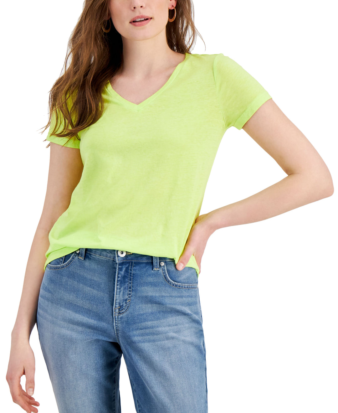 Style & Co Burnout V Neck T-Shirt