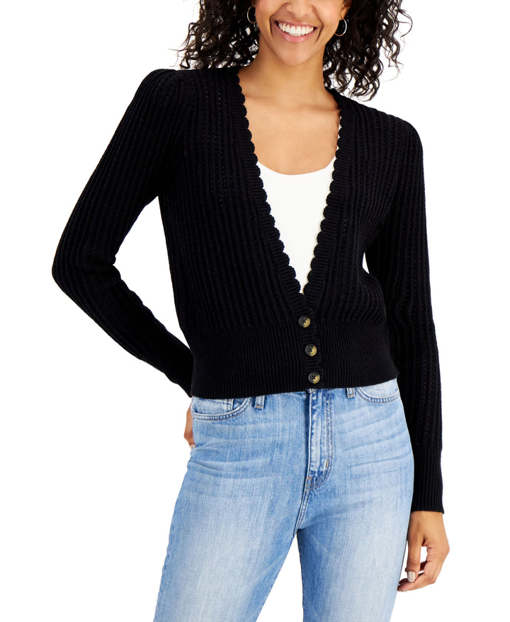 Charter Club Womens Open Knit Cardigan Sweater