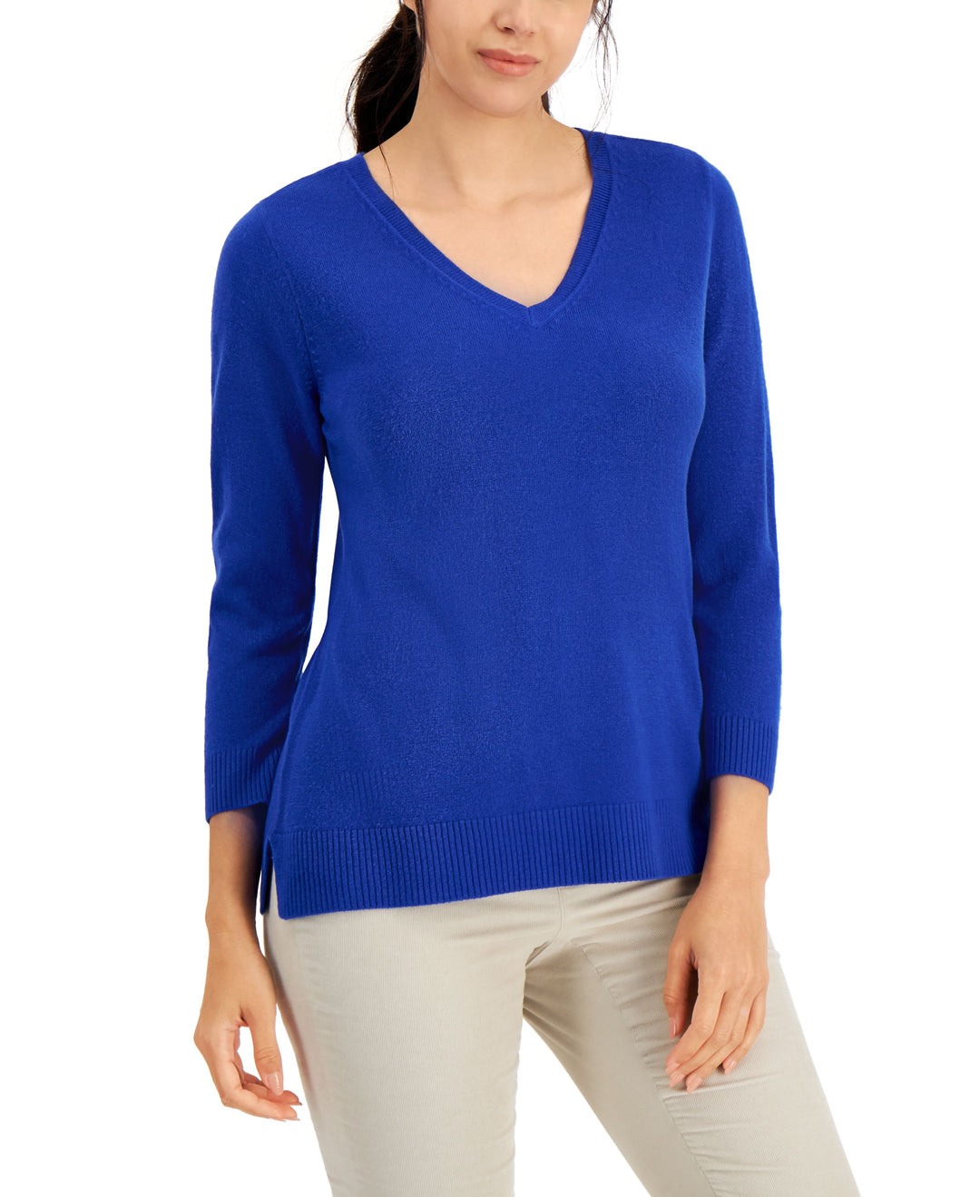 Karen Scott Luxsoft V Neck Sweater