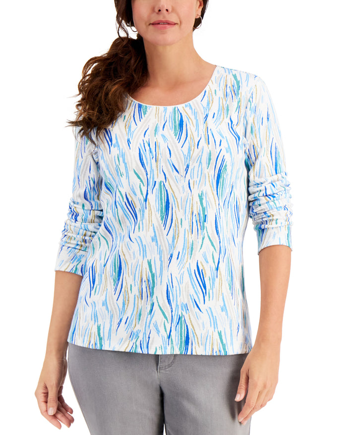 Karen Scott Printed Scoop Neck Top